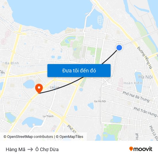 Hàng Mã to Ô Chợ Dừa map