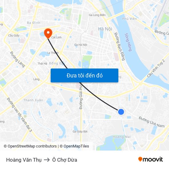 Hoàng Văn Thụ to Ô Chợ Dừa map