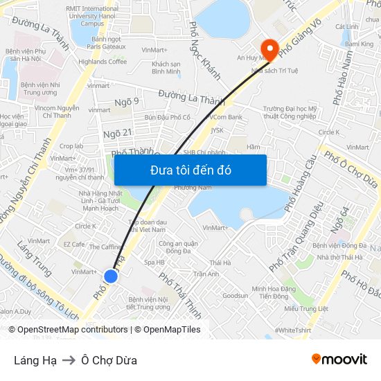 Láng Hạ to Ô Chợ Dừa map