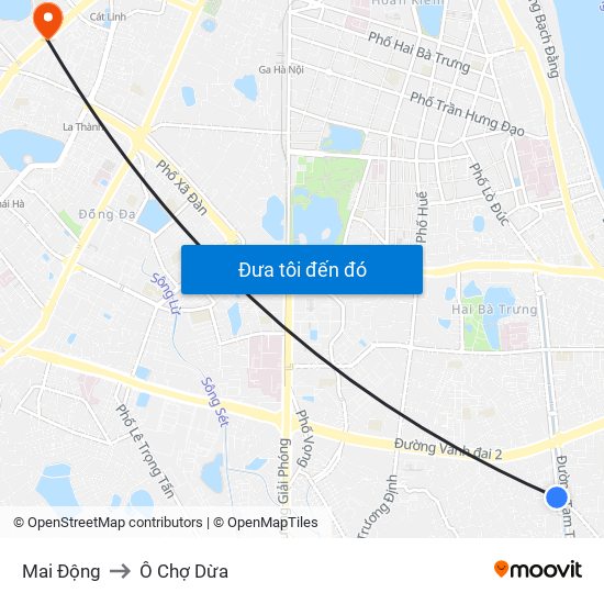Mai Động to Ô Chợ Dừa map