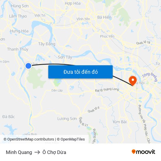 Minh Quang to Ô Chợ Dừa map
