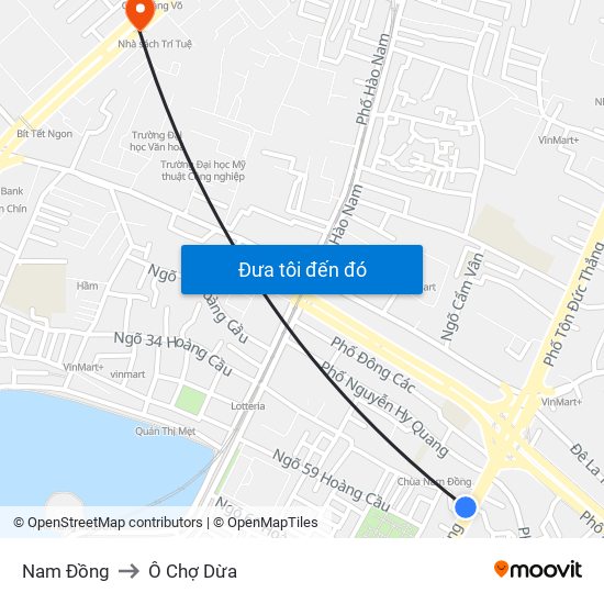 Nam Đồng to Ô Chợ Dừa map
