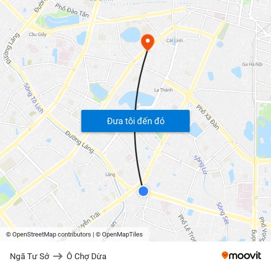 Ngã Tư Sở to Ô Chợ Dừa map