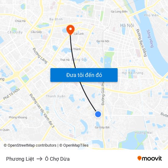 Phương Liệt to Ô Chợ Dừa map