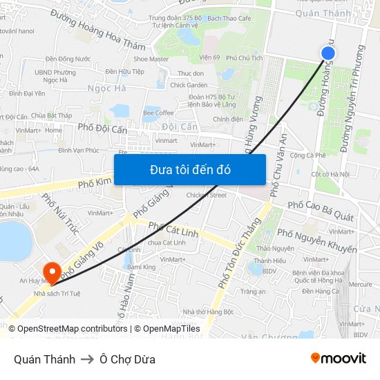 Quán Thánh to Ô Chợ Dừa map