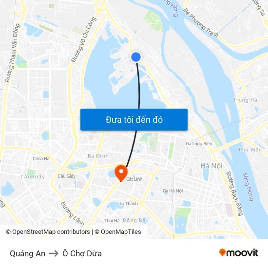 Quảng An to Ô Chợ Dừa map