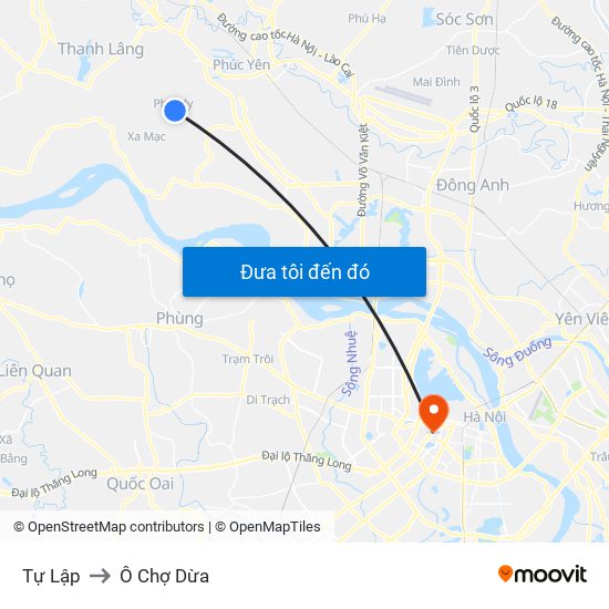 Tự Lập to Ô Chợ Dừa map