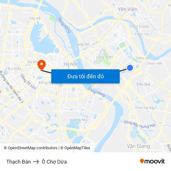 Thạch Bàn to Ô Chợ Dừa map