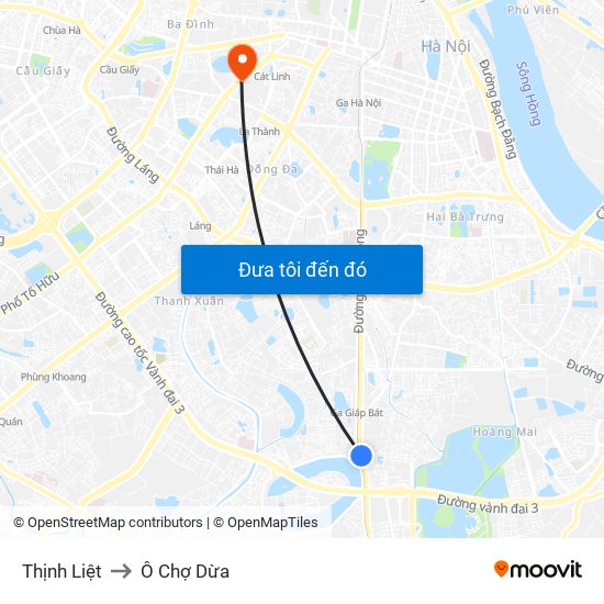 Thịnh Liệt to Ô Chợ Dừa map