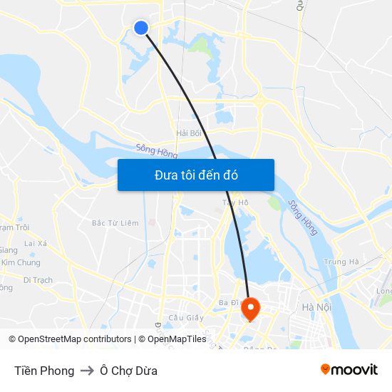 Tiền Phong to Ô Chợ Dừa map