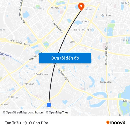 Tân Triều to Ô Chợ Dừa map