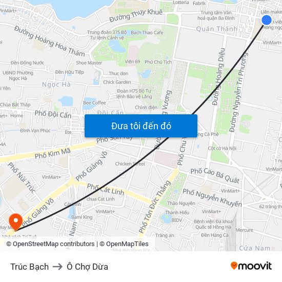 Trúc Bạch to Ô Chợ Dừa map