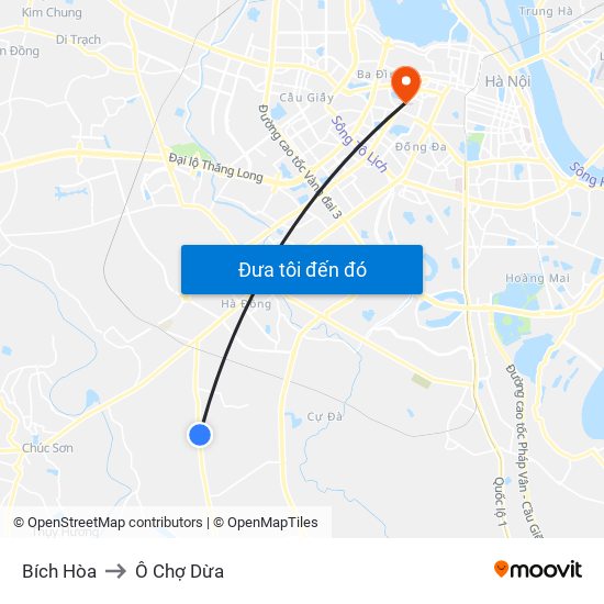 Bích Hòa to Ô Chợ Dừa map