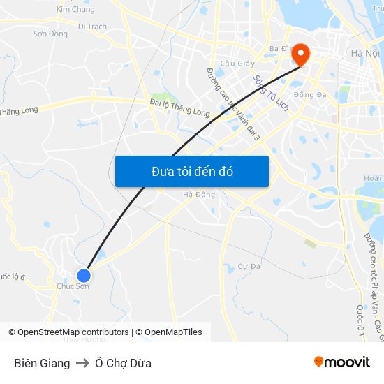 Biên Giang to Ô Chợ Dừa map