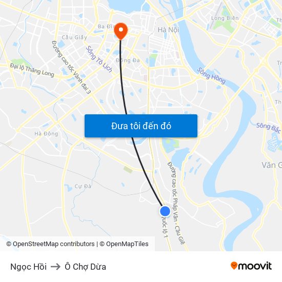 Ngọc Hồi to Ô Chợ Dừa map