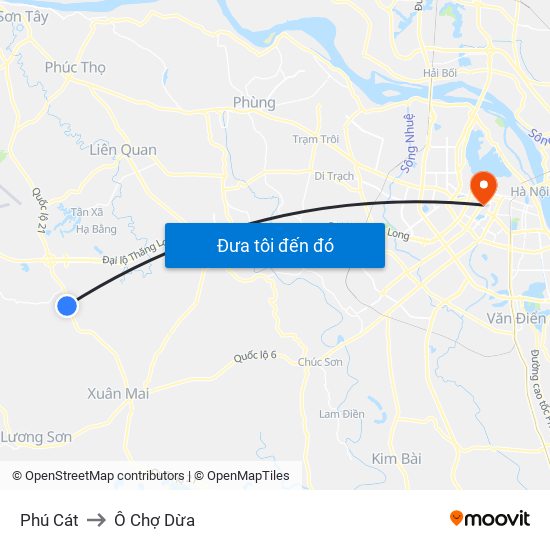 Phú Cát to Ô Chợ Dừa map