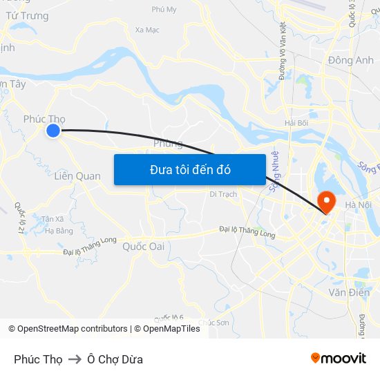 Phúc Thọ to Ô Chợ Dừa map