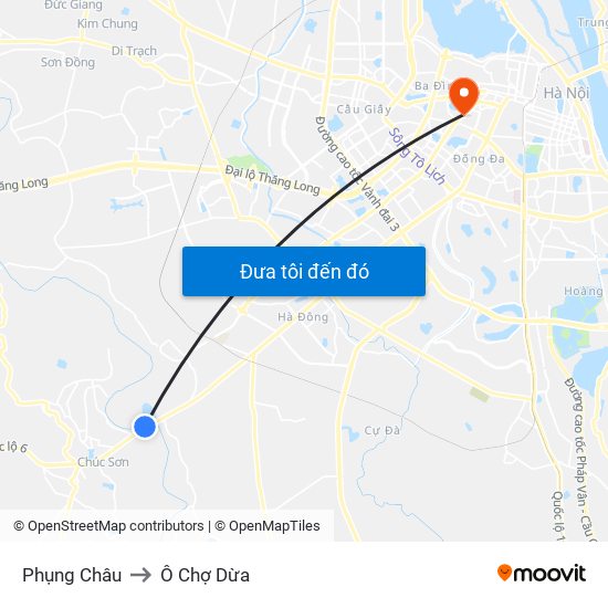 Phụng Châu to Ô Chợ Dừa map