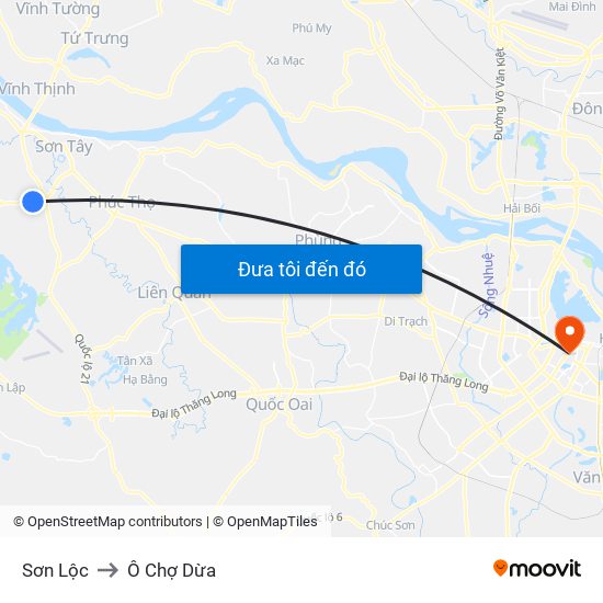 Sơn Lộc to Ô Chợ Dừa map