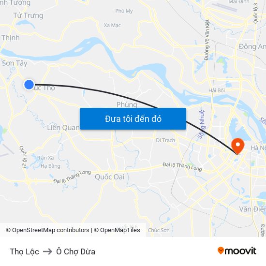 Thọ Lộc to Ô Chợ Dừa map