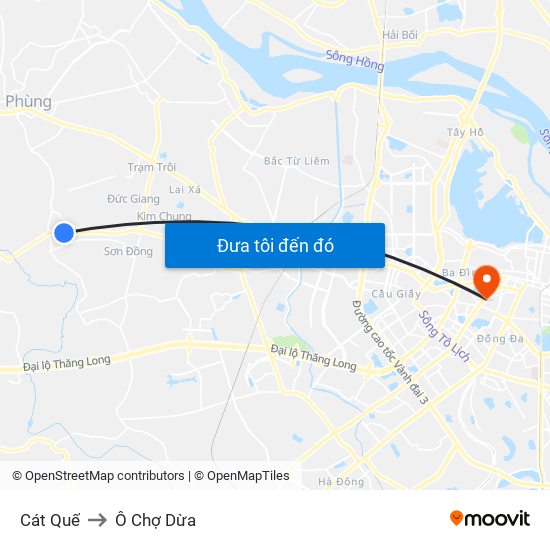 Cát Quế to Ô Chợ Dừa map