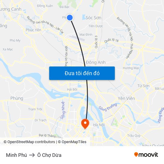 Minh Phú to Ô Chợ Dừa map