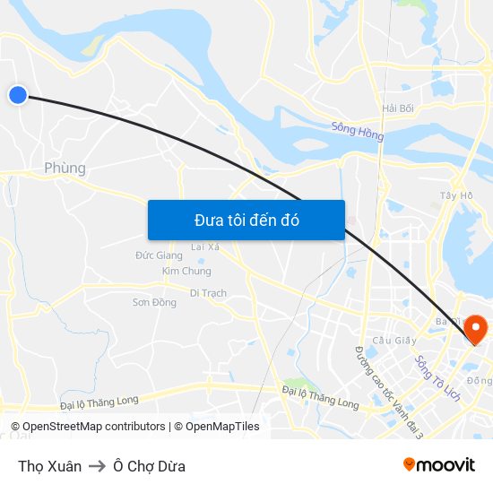 Thọ Xuân to Ô Chợ Dừa map
