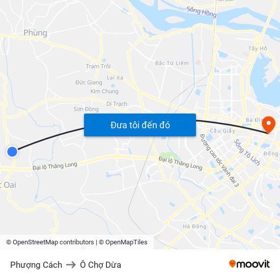 Phượng Cách to Ô Chợ Dừa map