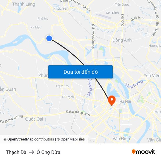 Thạch Đà to Ô Chợ Dừa map