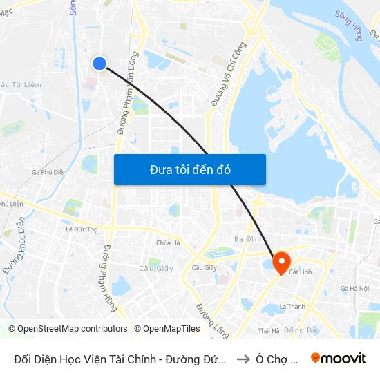 Đối Diện Học Viện Tài Chính - Đường Đức Thắng to Ô Chợ Dừa map