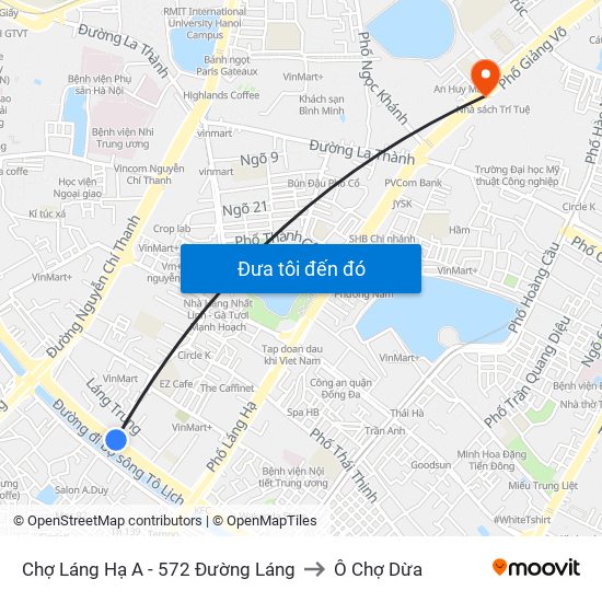 Chợ Láng Hạ A - 572 Đường Láng to Ô Chợ Dừa map