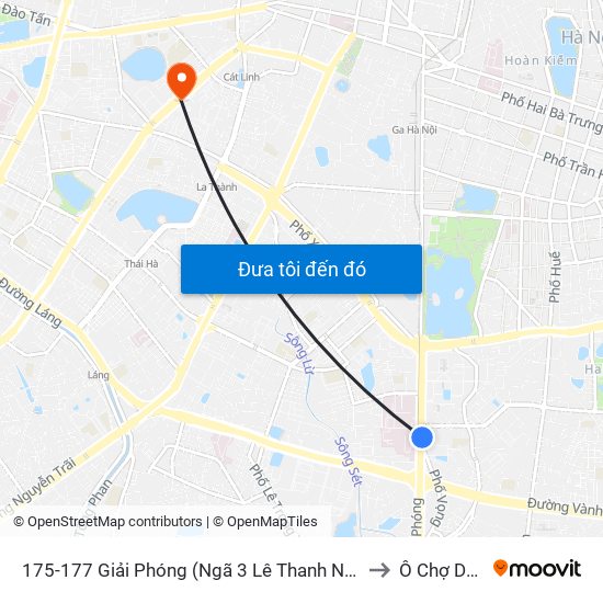 175-177 Giải Phóng (Ngã 3 Lê Thanh Nghị) to Ô Chợ Dừa map