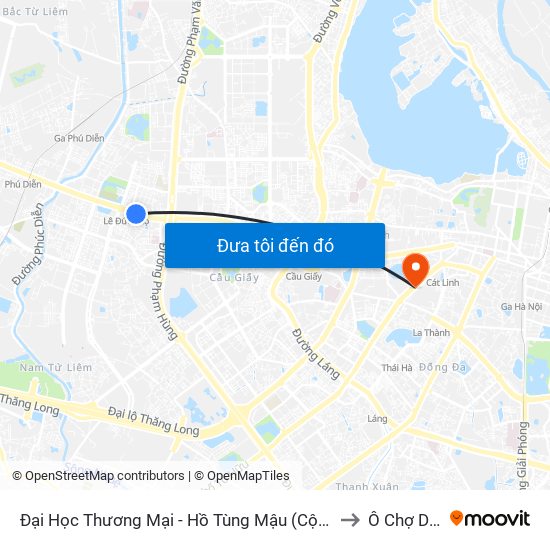 Đại Học Thương Mại - Hồ Tùng Mậu (Cột Sau) to Ô Chợ Dừa map
