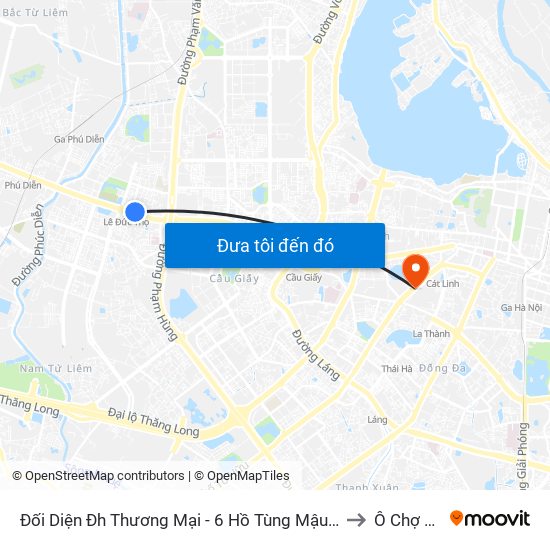 Đối Diện Đh Thương Mại - 6 Hồ Tùng Mậu (Cột Sau) to Ô Chợ Dừa map