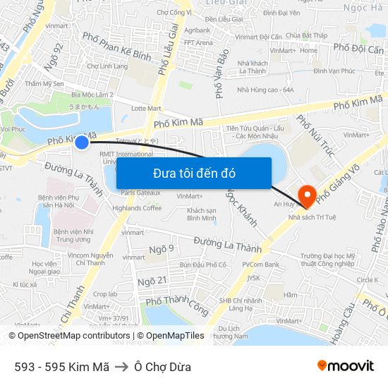 593 - 595 Kim Mã to Ô Chợ Dừa map