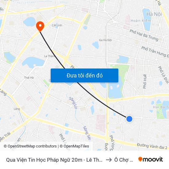 Qua Viện Tin Học Pháp Ngữ 20m - Lê Thanh Nghị to Ô Chợ Dừa map