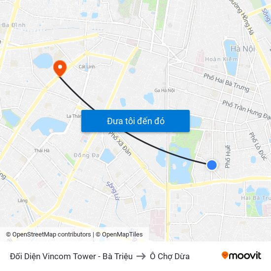 Đối Diện Vincom Tower - Bà Triệu to Ô Chợ Dừa map