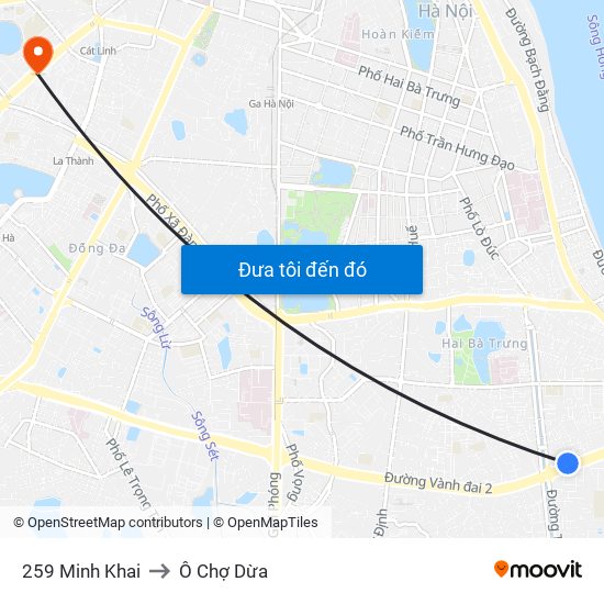 259 Minh Khai to Ô Chợ Dừa map