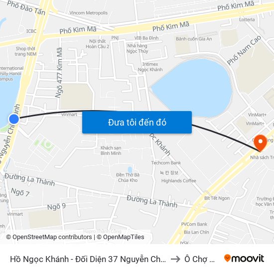 Hồ Ngọc Khánh - Đối Diện 37 Nguyễn Chí Thanh to Ô Chợ Dừa map