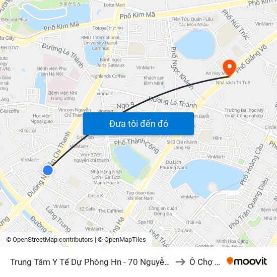 Trung Tâm Y Tế Dự Phòng Hn - 70 Nguyễn Chí Thanh to Ô Chợ Dừa map