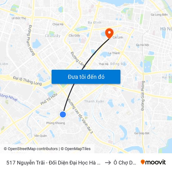 517 Nguyễn Trãi - Đối Diện Đại Học Hà Nội to Ô Chợ Dừa map