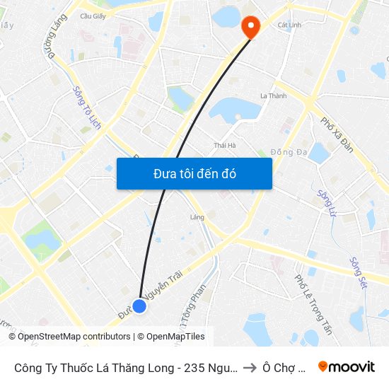 Công Ty Thuốc Lá Thăng Long - 235 Nguyễn Trãi to Ô Chợ Dừa map