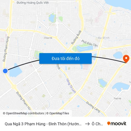 Qua Ngã 3 Phạm Hùng - Đình Thôn (Hướng Đi Phạm Văn Đồng) to Ô Chợ Dừa map