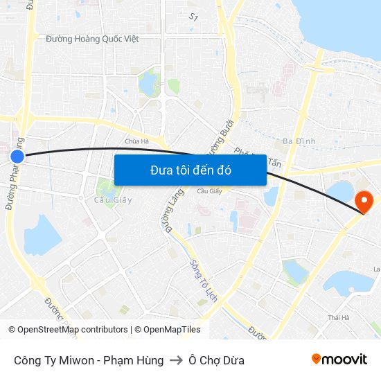 Công Ty Miwon - Phạm Hùng to Ô Chợ Dừa map