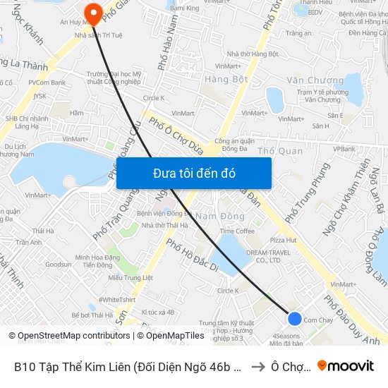 B10 Tập Thể Kim Liên (Đối Diện Ngõ 46b Phạm Ngọc Thạch) to Ô Chợ Dừa map