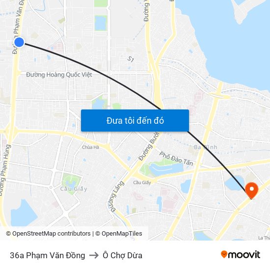 36a Phạm Văn Đồng to Ô Chợ Dừa map