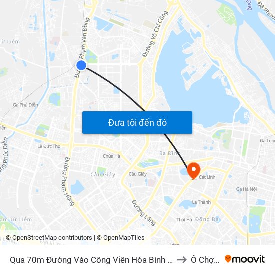 Qua 70m Đường Vào Công Viên Hòa Bình - Phạm Văn Đồng to Ô Chợ Dừa map