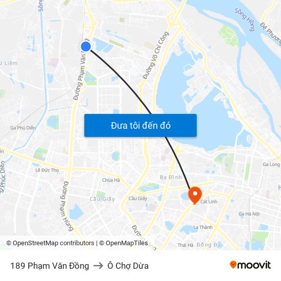 189 Phạm Văn Đồng to Ô Chợ Dừa map