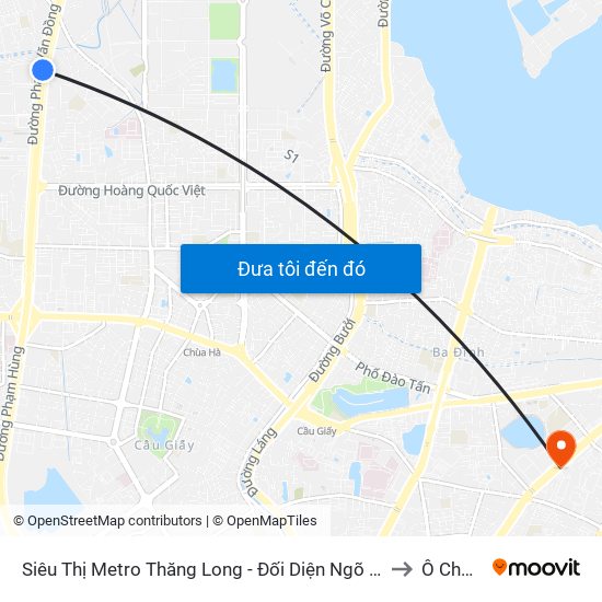 Siêu Thị Metro Thăng Long - Đối Diện Ngõ 599 Phạm Văn Đồng to Ô Chợ Dừa map