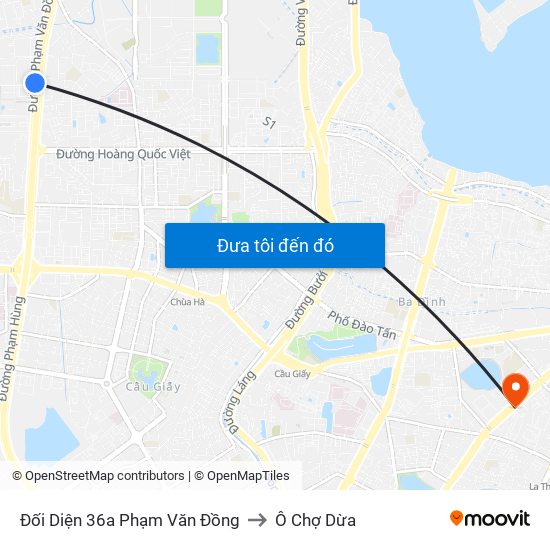 Đối Diện 36a Phạm Văn Đồng to Ô Chợ Dừa map